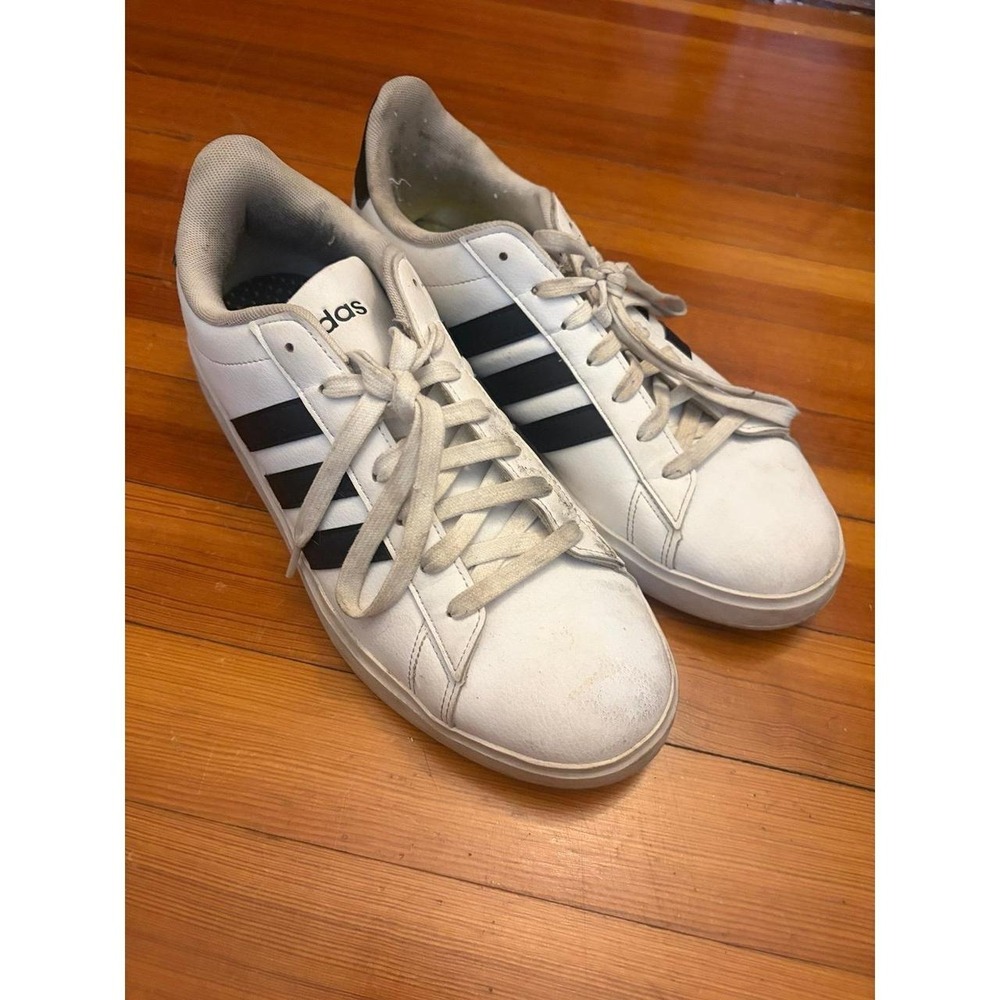 Adidas NEO Baseline White, Black Casual Leather Sneakers men's Size 10